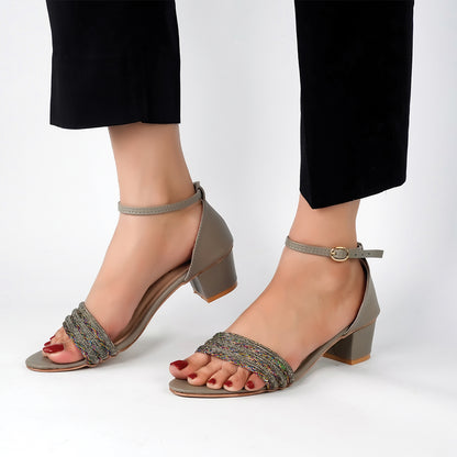 Quetzal Grey Glamrous   Block heel