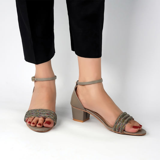 Quetzal Grey Glamrous   Block heel
