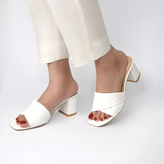 White Elegant Block Heel