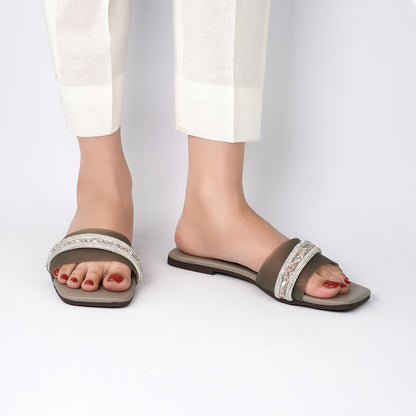 Grey Comfort cove flat slipper